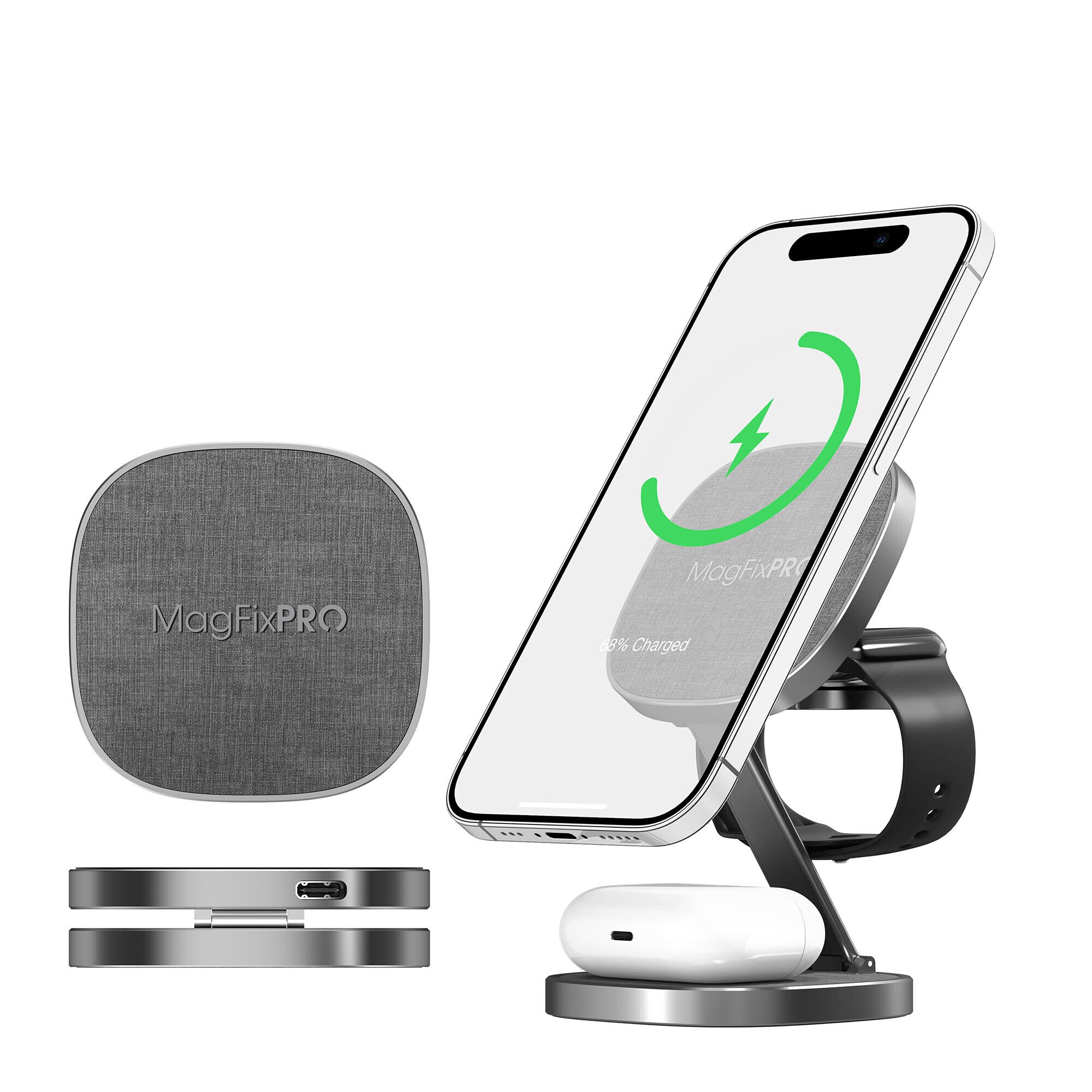 Xlayer MagFix Pro 3 in 1 Ladestation Apple Wireless Charger | Klappbar I Magsafe I 15W