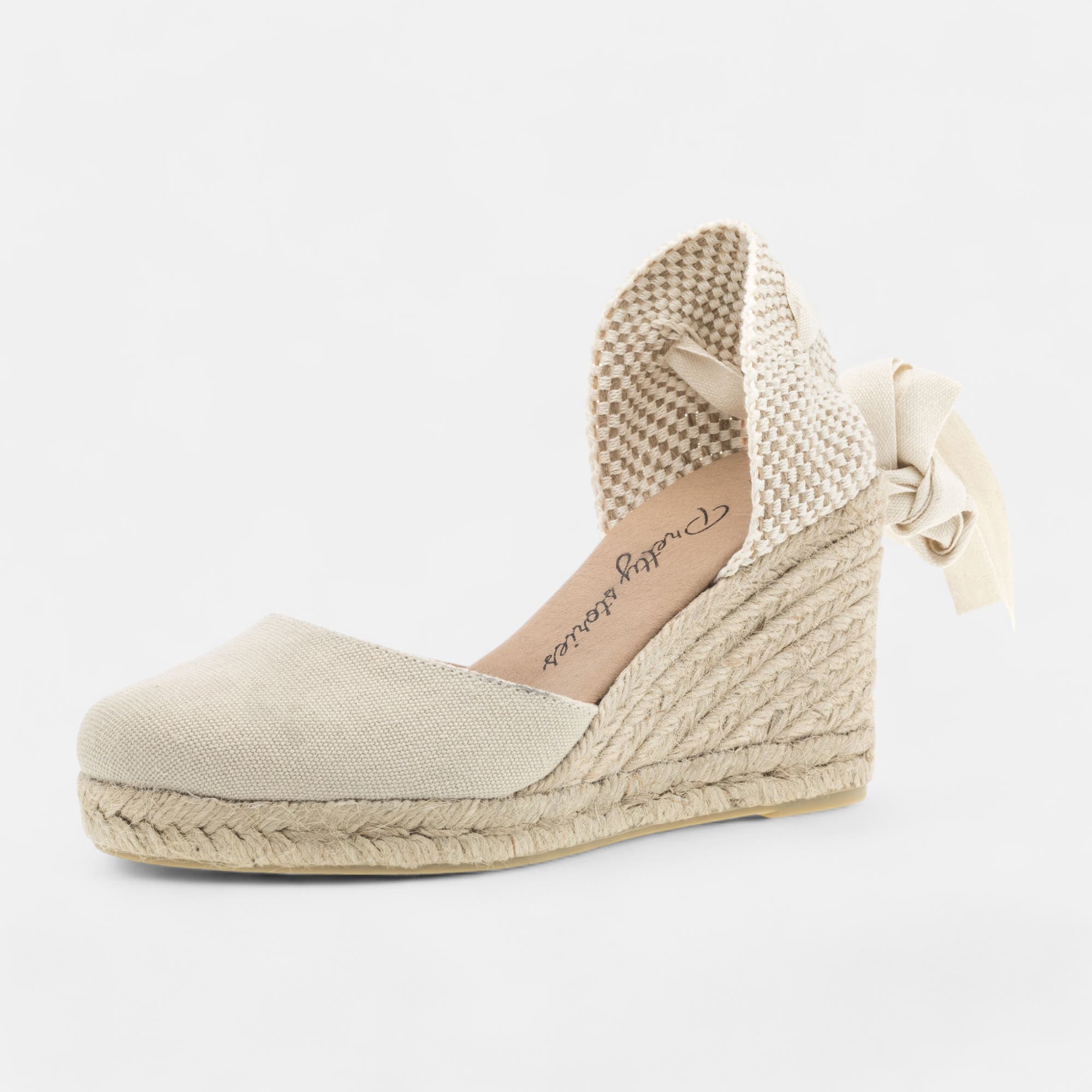 Espadrilles à talon compensé Femme beige