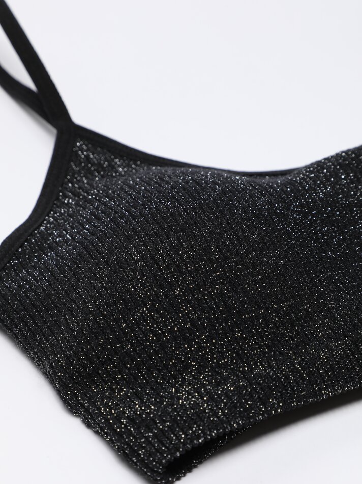 Conjunto com 2 sutiãs canelados brilhantes - Preto