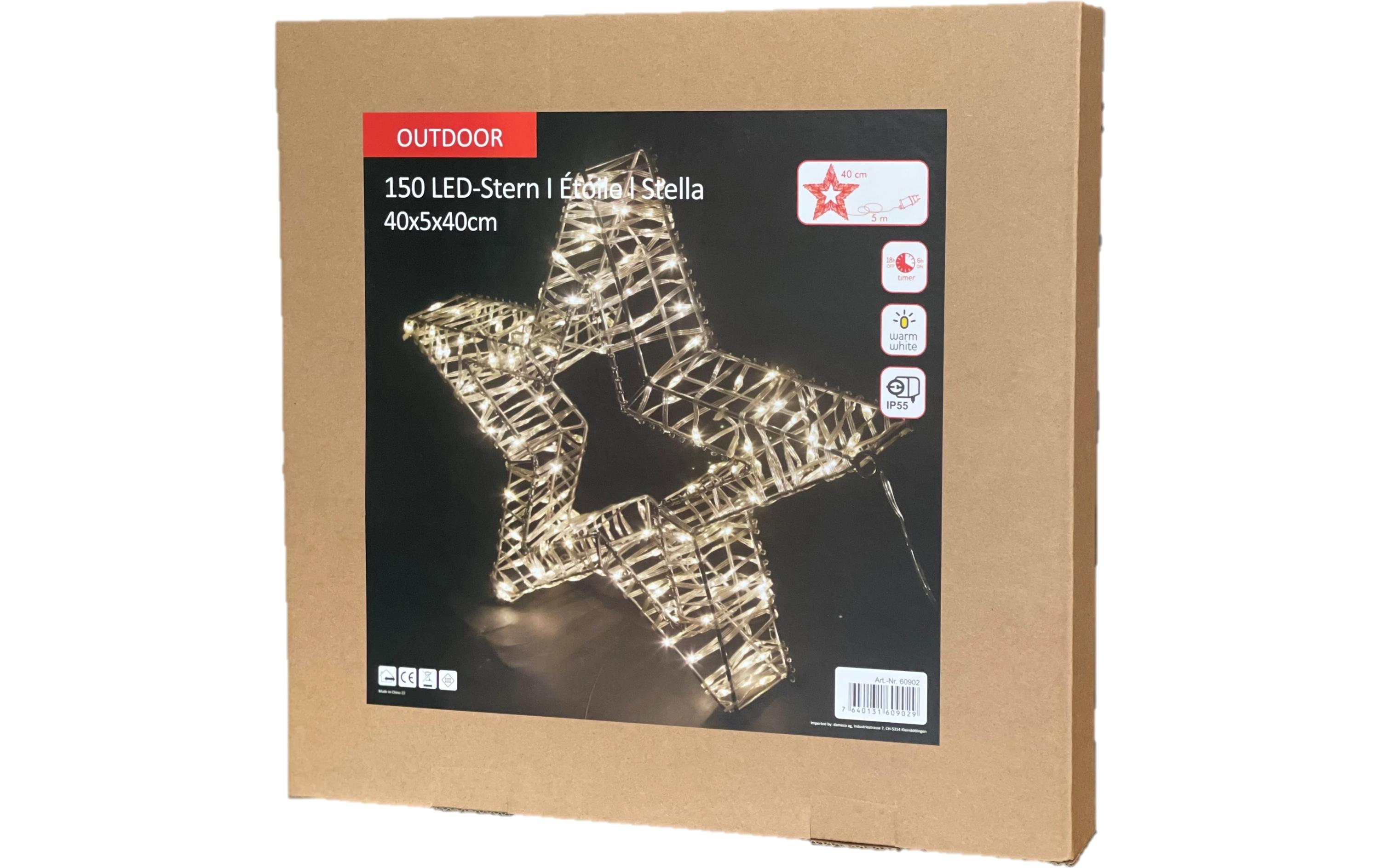 LED-Figur Stern, 150 LEDs, 5 x 40 cm, SilberLED Dekoration