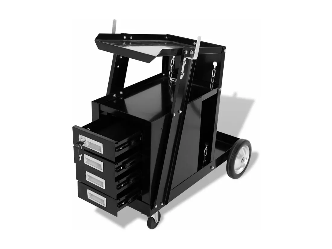 Prolenta Premium - Chariot de soudage avec 4 tiroirs Noir