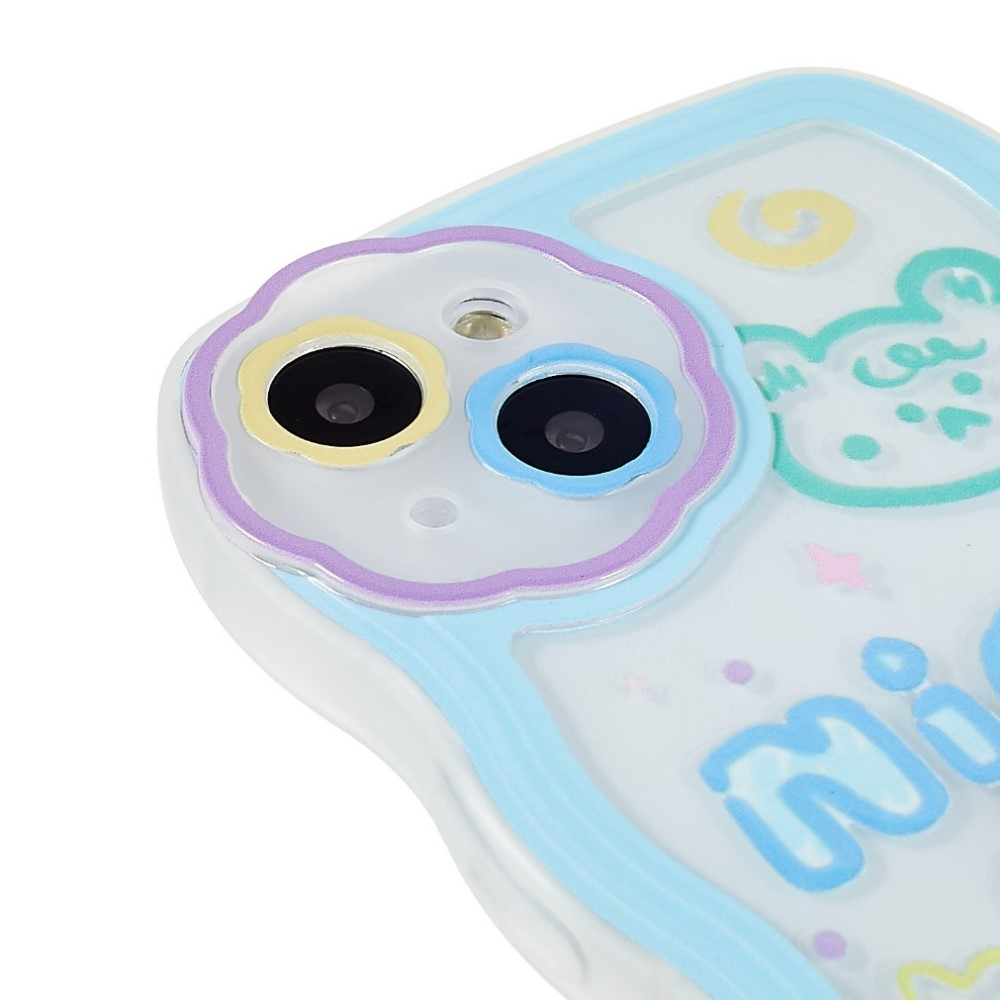 iPhone 13 Gummi Hülle Air Cushion Fallschutz Kinder Design - Nice Day (Blau / Lila)