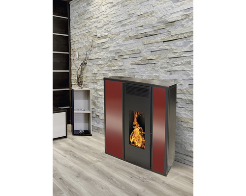 Pelletkachel Tessa 10 staal bordeaux 8,8 kW