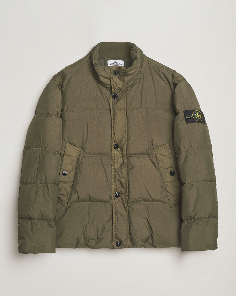 Stone Island Crinkle Reps Down Jacket Military Green