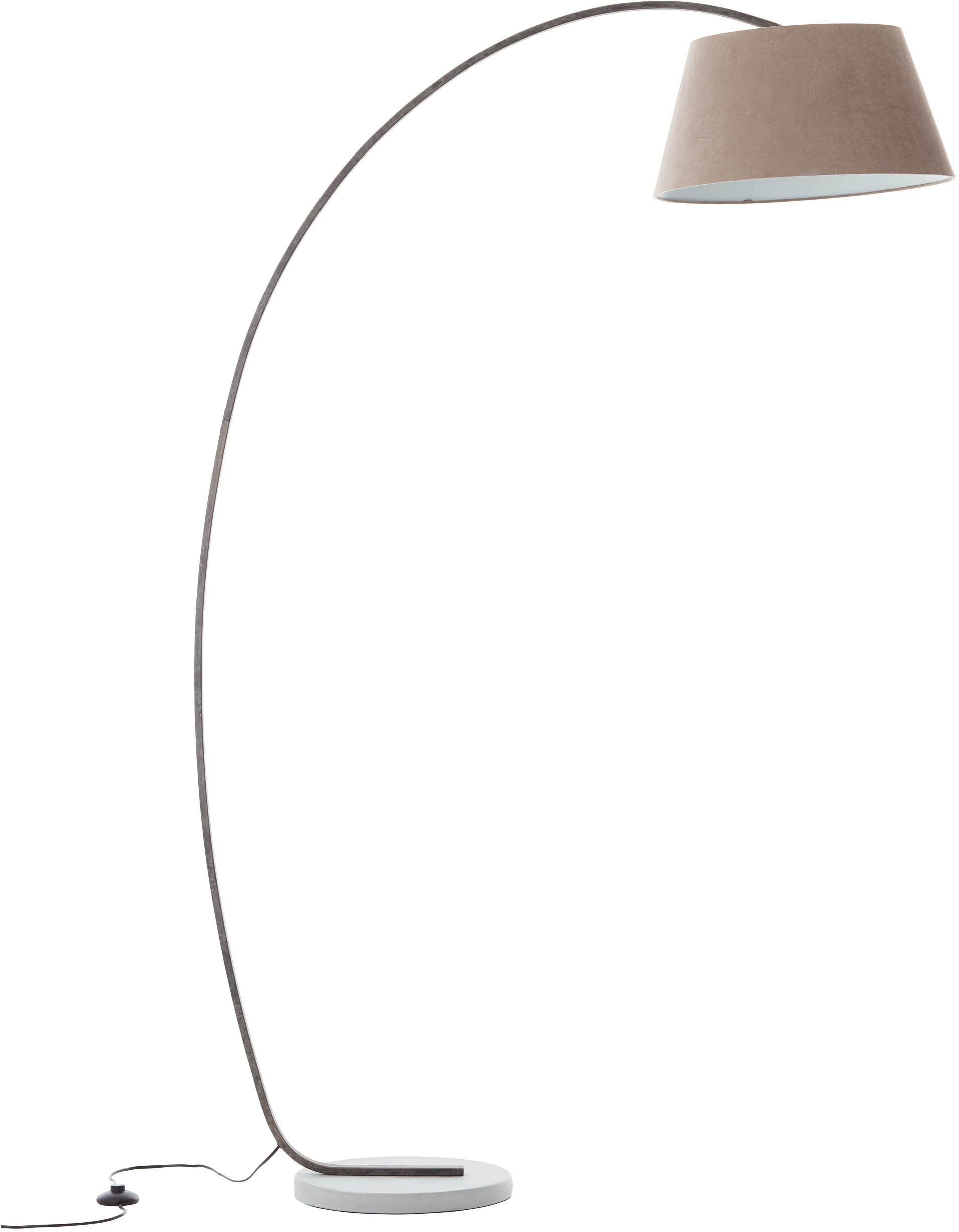 Brilliant Bogenlampe »Brok« E27 1 Stk. 196 cm Höhe, 121 cm Ausl., E27, schwenkbar, Beton/Metall/Textil, taupe