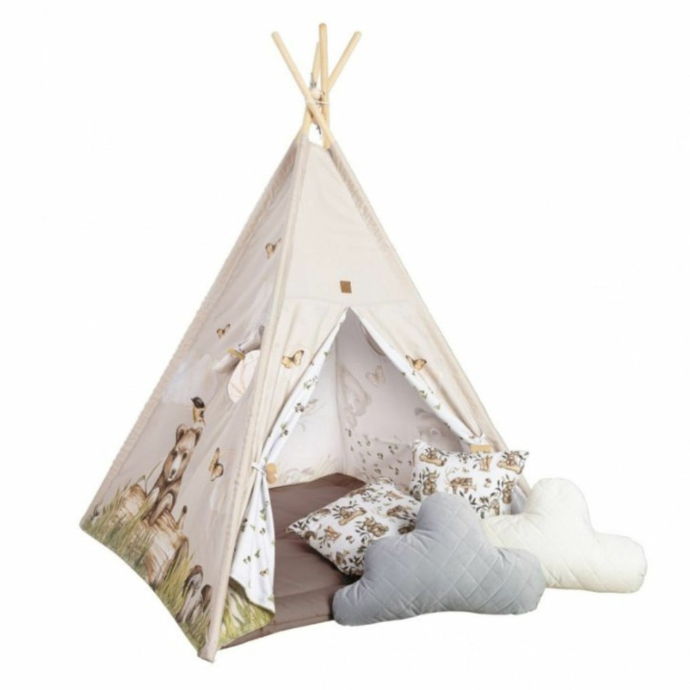 Tipi enfant ours avec coussins