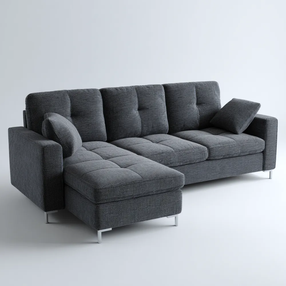 Ecksofa Stoff 250x150x85 cm - Dunkelgrau - Modernes Design
