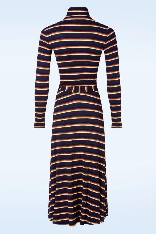 King Louie Mimmi stripe rollneck jurk in evening blauw
