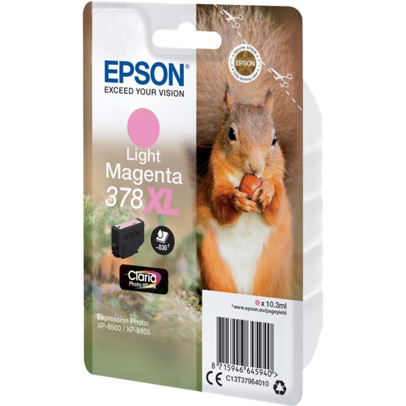 Epson Squirrel Singlepack Light Magenta 378XL Claria Photo HD Ink