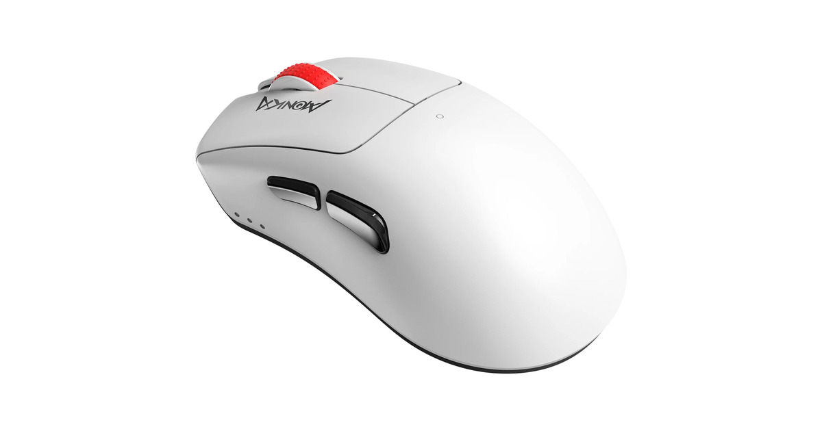 MonkaRapid G982W gaming muis  (Wit/rood, 800 - 12.000 DPI, 2.4 GHz / Bluetooth / USB)