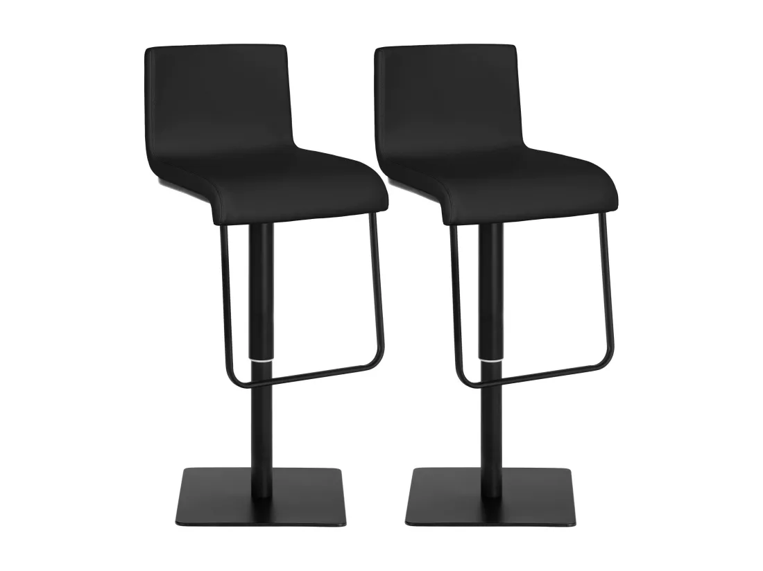 Lot de 2 Tabouret de bar - Similicuir & Noir - Noir - Limon