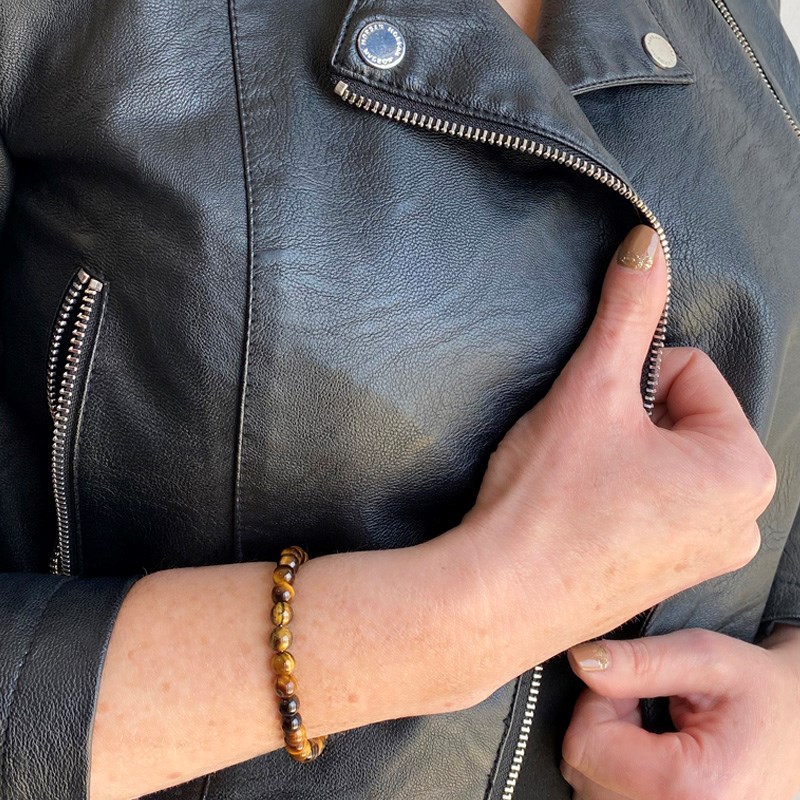 Bracelet extensible avec perles Oeil de Tigre