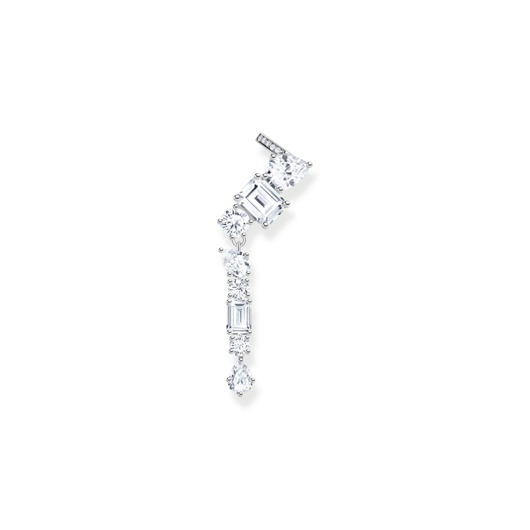 Thomas Sabo Einzelohrstecker im Earclimber-Stil mit weissen Steinen Silber