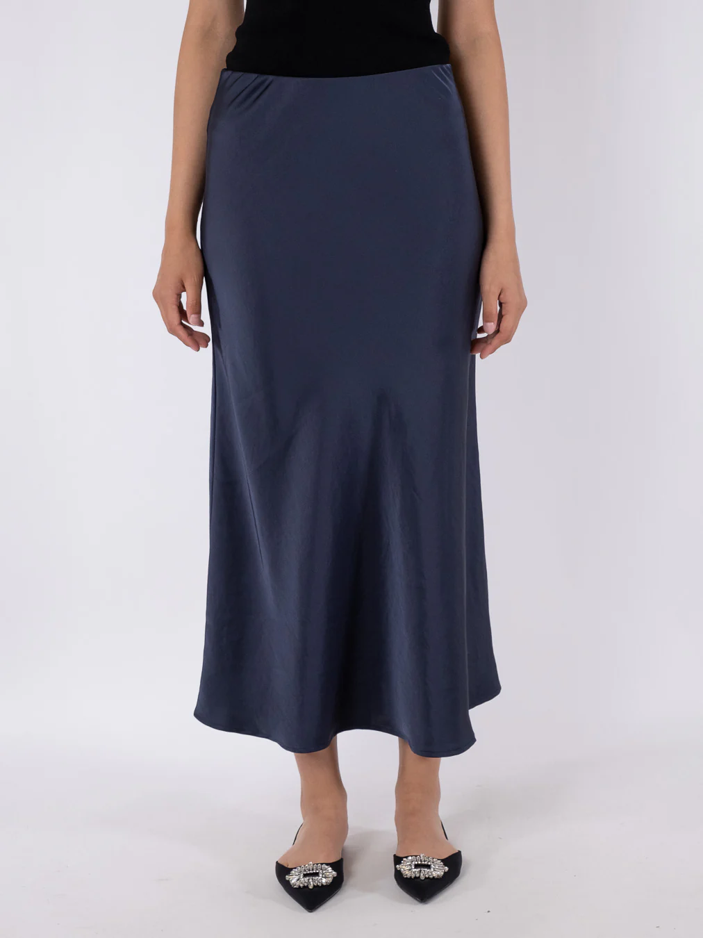 Neo Noir  Vicky Heavy Sateen nederdel - Midnight blue