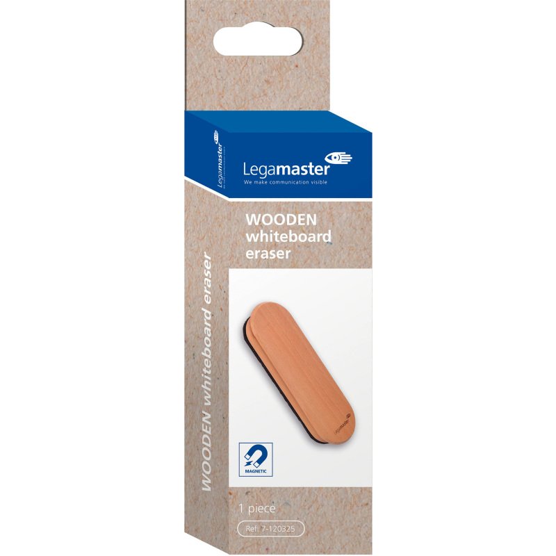 Brosse effaceur magnétique Wooden en bois naturel rechargeable Legamaster pour tableau blanc