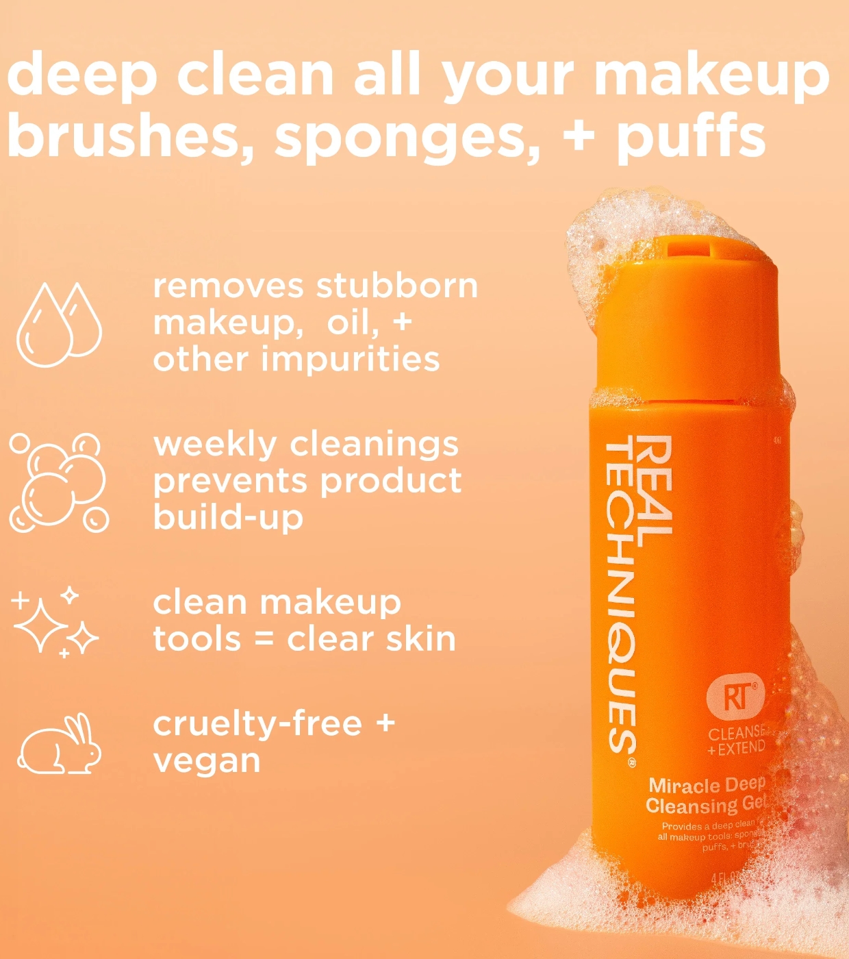Real Techniques - Gel de limpeza para pincéis e esponjas Miracle Deep