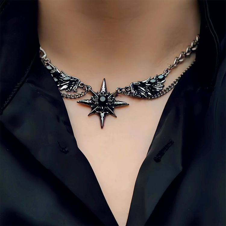 Malikasa - Flying Star Rhinestone gelaagde roestvrijstalen choker