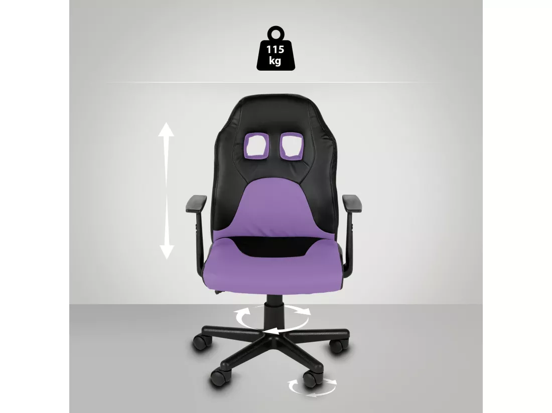Chaise de bureau - Similicuir & Plastique - Noir / violet - Fun