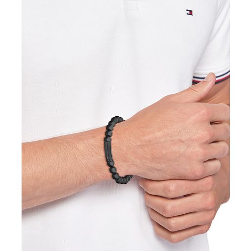 Tommy Hilfiger Onyx Beaded Armbånd, Black, 18 cm