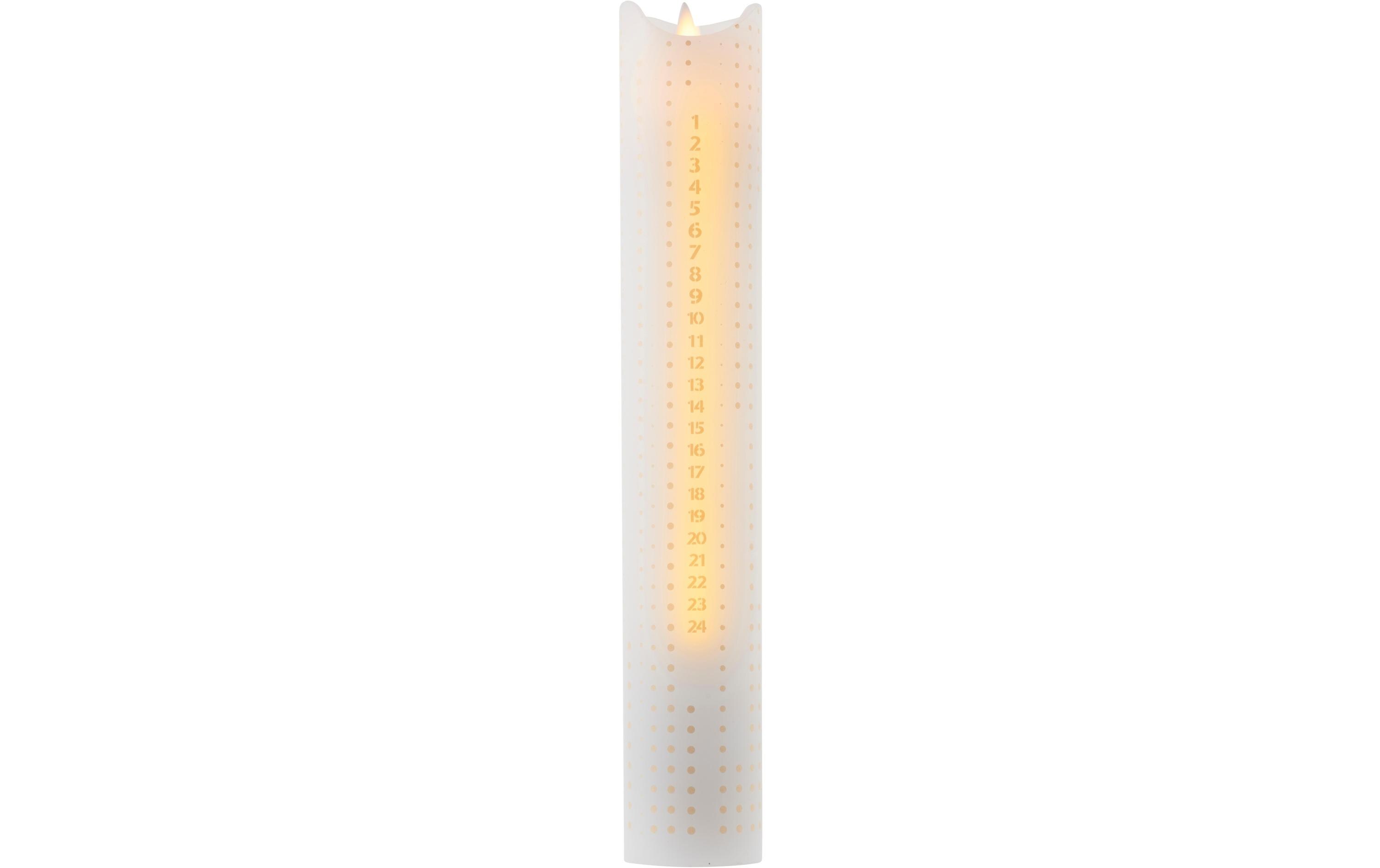 LED-Kerze Sara Adventskalender, Ø 5 x 29 cm, Gold/WeissLED Kerze Adventskalender mit goldenen Punkten