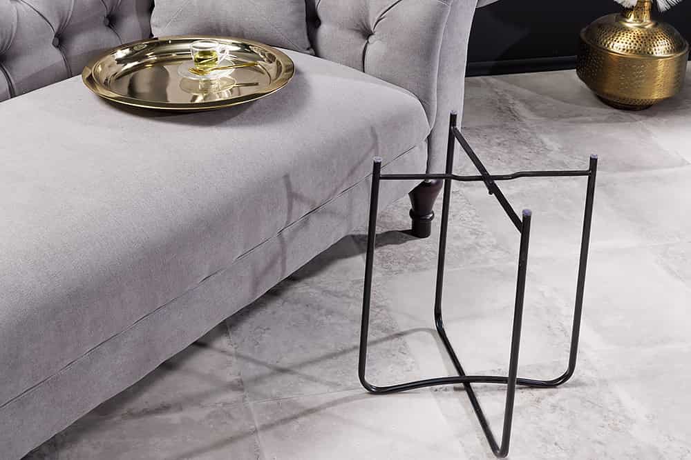 Runder Beistelltisch CASABLANCA 50cm messing gold schwarz Tablett abnehmbar klappbar