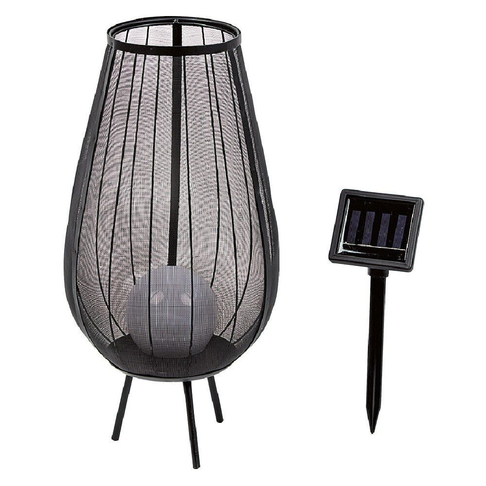 Lanterne solaire métal filaire mesh noir led blanc fixe H44,5 cm