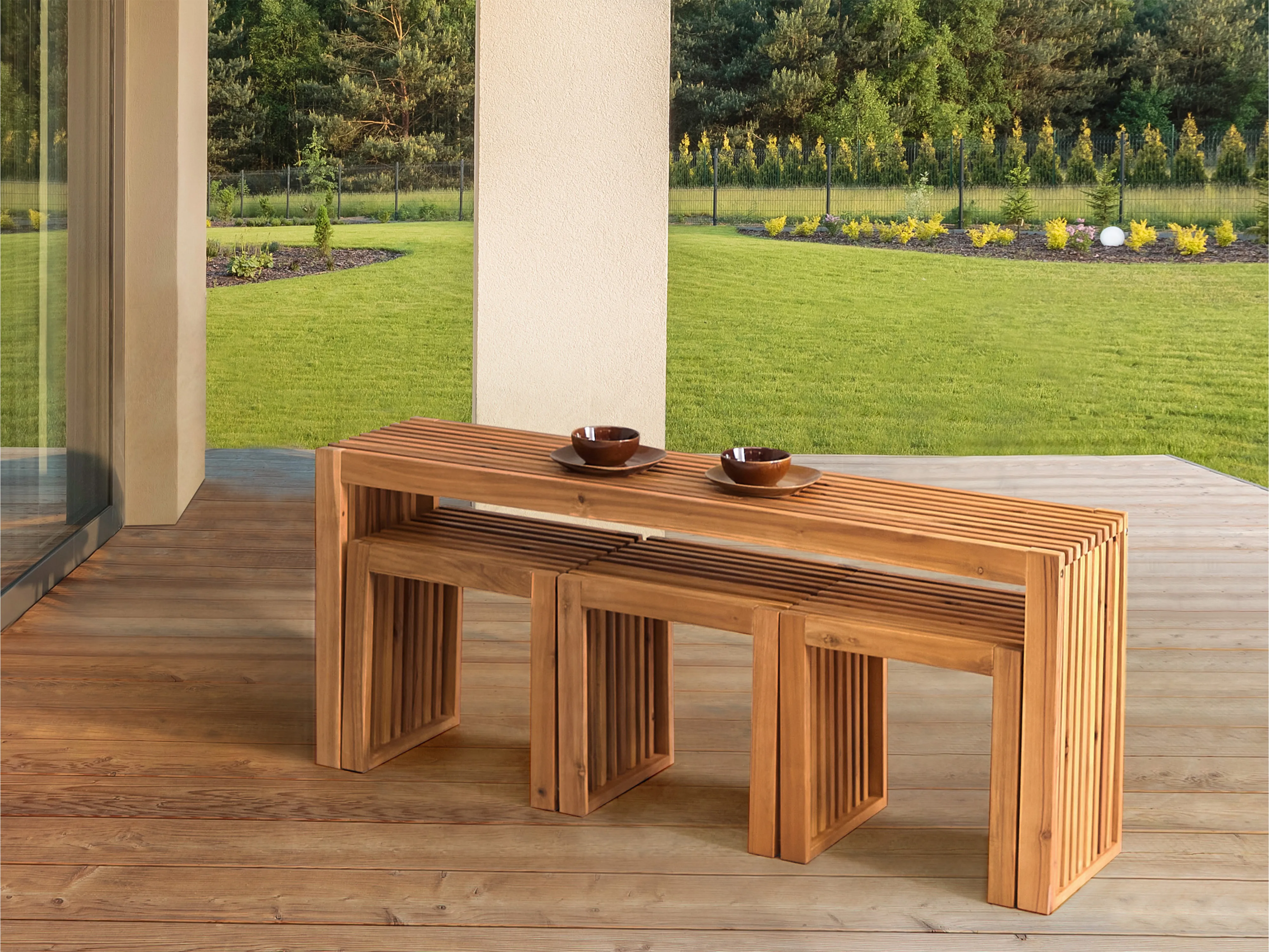 Tuin salontafel BELLANO 150 cm 35 cm Acaciahout Bruin