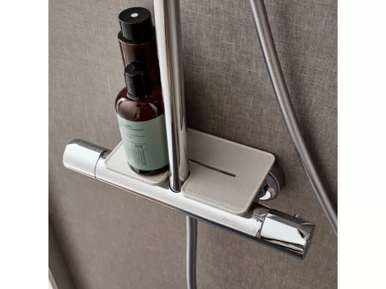 Colonne de douche thermostatique JACOB DELAFON Emma chromé + tablette de douche