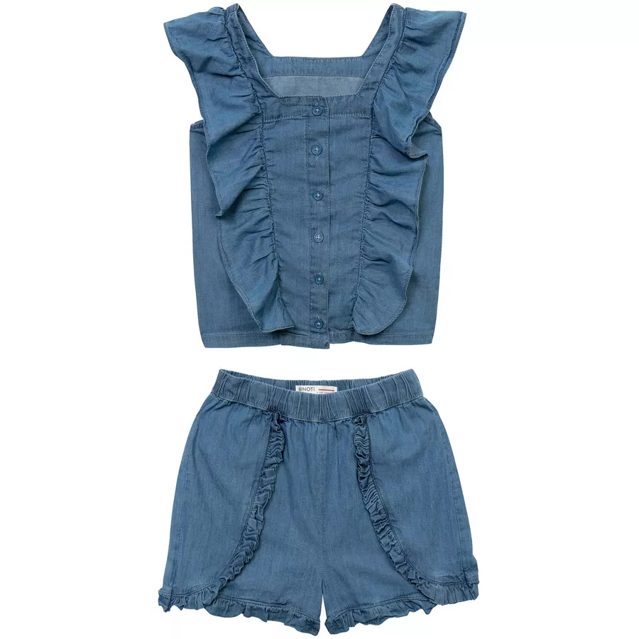 MINOTI T-Shirt und Shorts im Set Denim-Blau