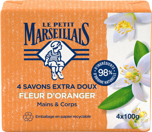 Le Petit Marseillais Savon Extra Doux Fabrication À L'Ancienne Fleur D'Oranger 4x100g