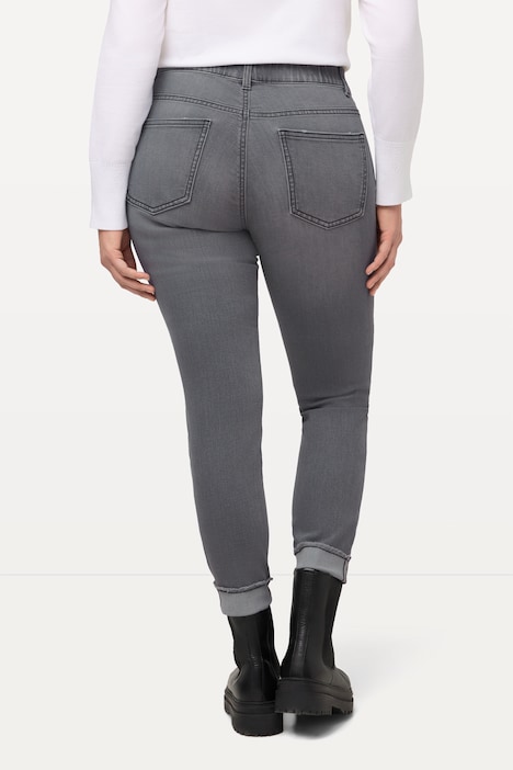 Jeans Sarah, Fransensaum, Zierband, Elastikbund, recycelt