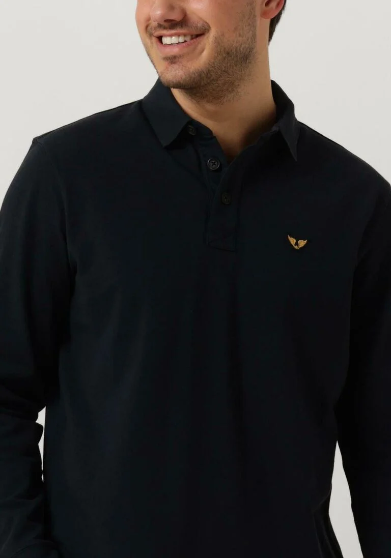 PME LEGEND blauwe pme legend polo long sleeve polo pique garment dye