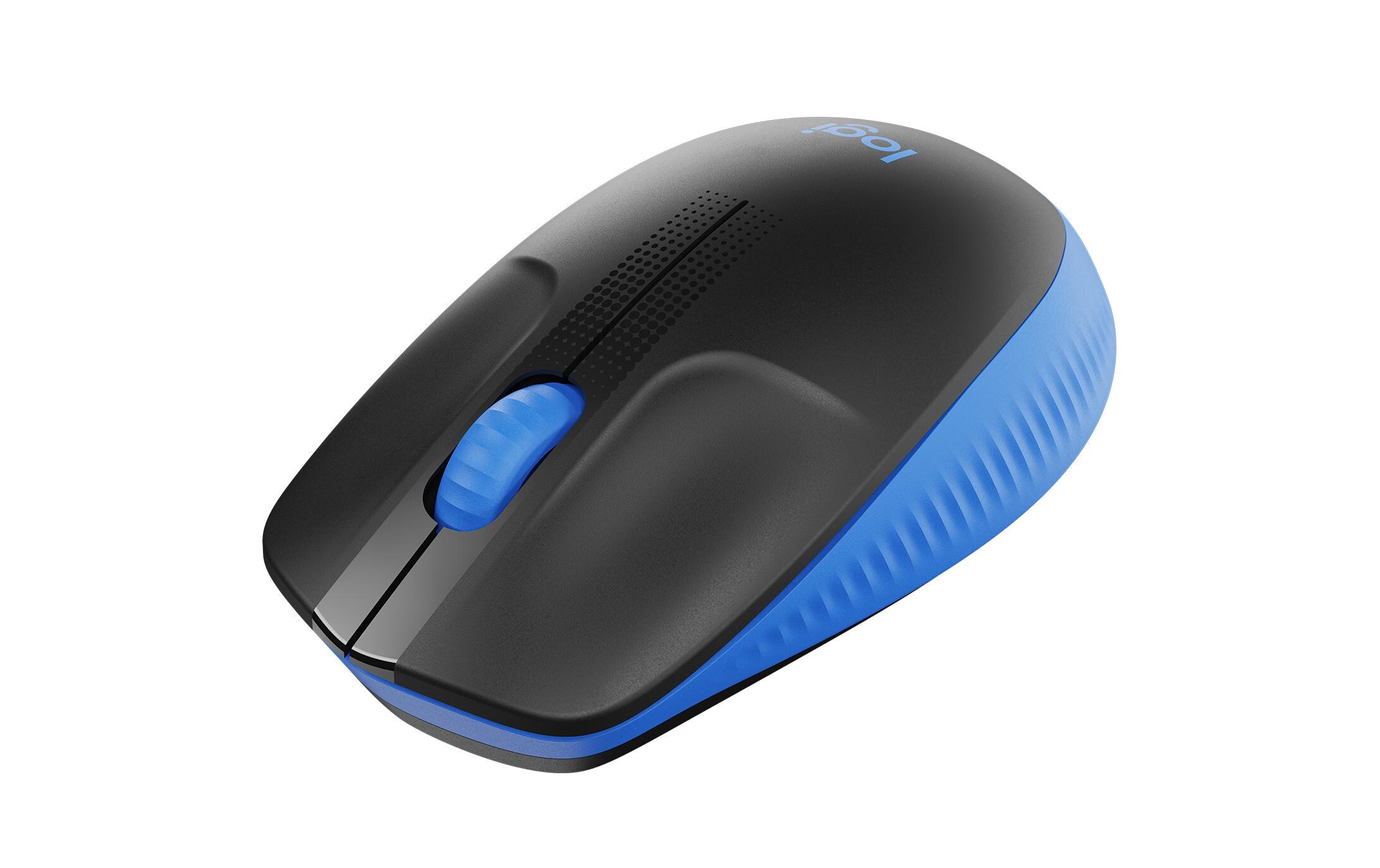 Maus M190 Blau/Schwarz, kabellosUniverselle Arbeitsmaus für alltägliche Büroarbeiten