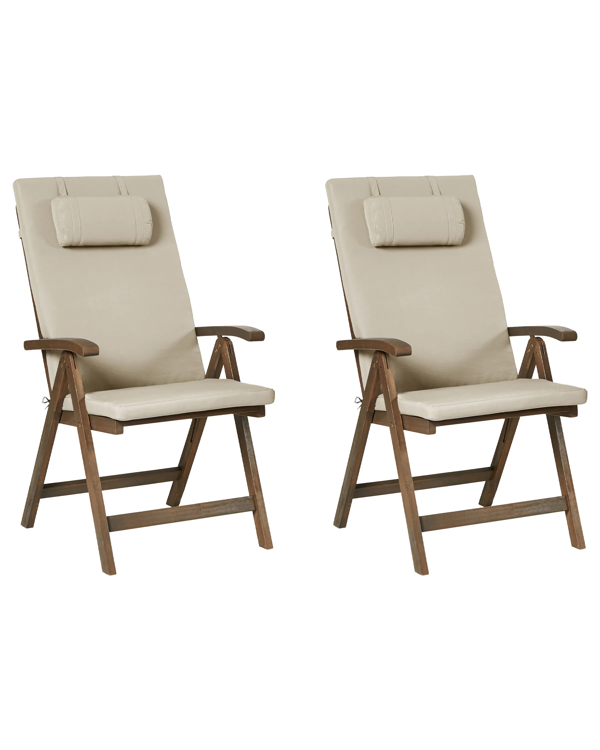 Set van 2 stoelen met zitkussen AMANTEA PREMIUM Acaciahout Taupe