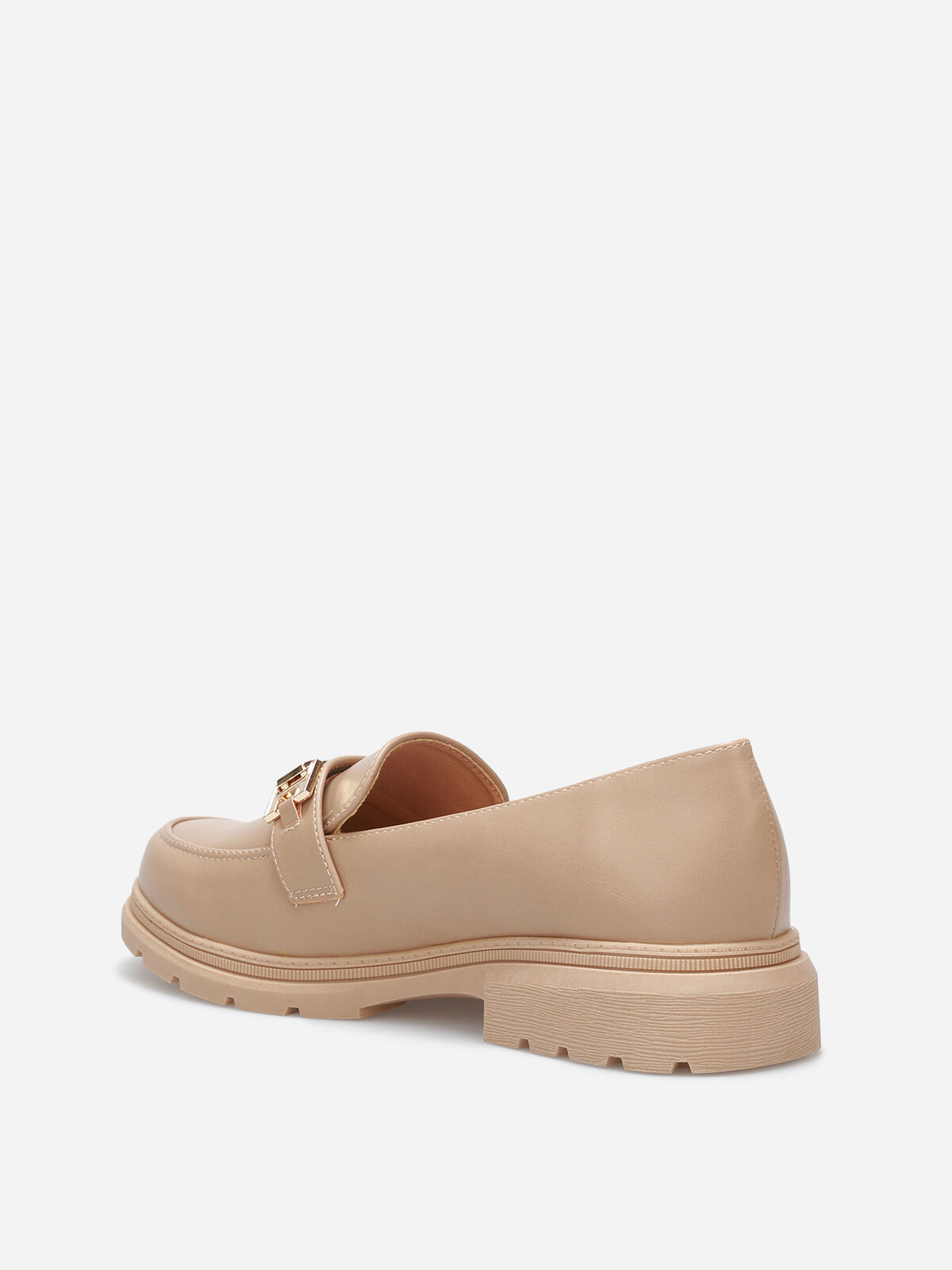 Mocassins à semelle fine crantée et boucle- Taupe