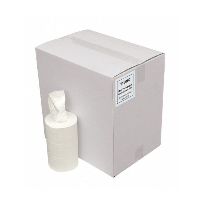 Minirollen 118060 12st 60m 2laags poetspapier 20cm Estetic rol cellulose zonder koker 60meter a 12rollen (118060)
