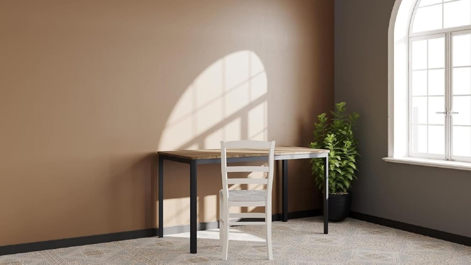 furni24 Schreibtisch D-Profil Nova 180x80x75cm, Nussbaum, Einfache Montage, Arbeitstisch, Bürotisch, Küchentisch, Esstisch, Druckertisch Büro-Möbel Computertisch Gaming-Tisch Mehrzwecktisch