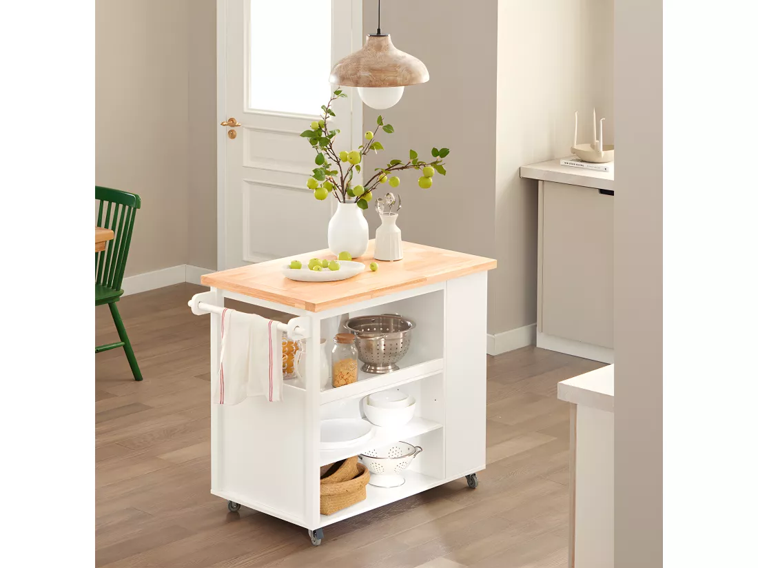 Desserte sur roulettes Cuisine Buffet avec Grand Espace de Rangement, FKW97-WN
