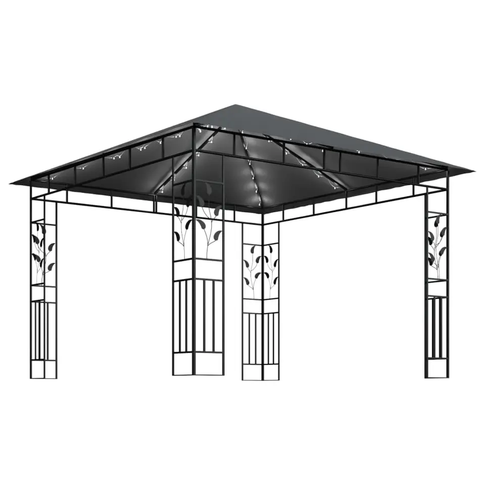 vidaXL - Prieel Met Lichtslinger - Antraciet - Stof - 3 x 3 x 2.73 m