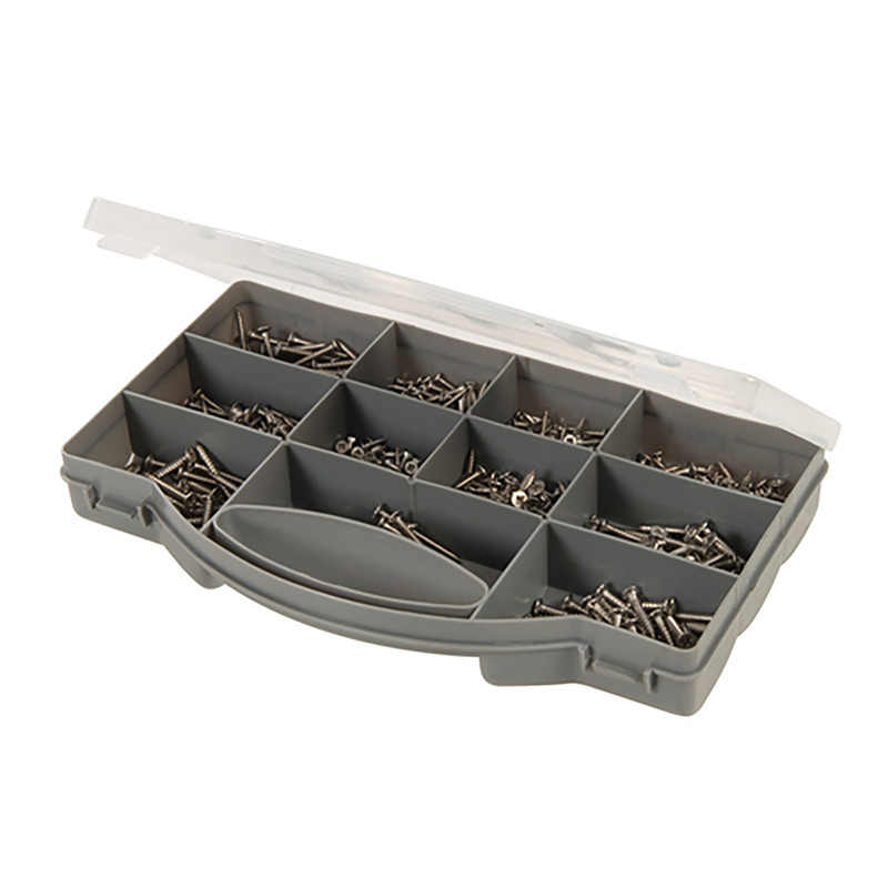Set zelftappende schroeven platkop 570-delig PZ RVS