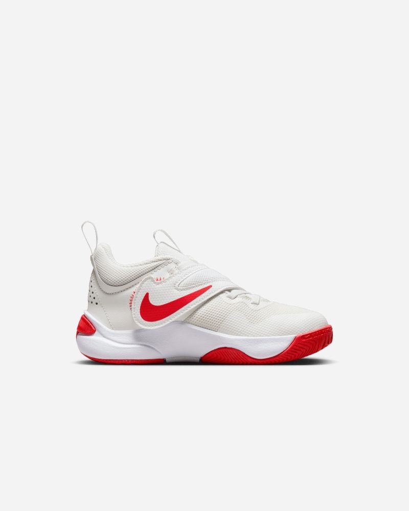 Chaussures de basket Nike Team Hustle D 11 Blanc & Rouge pour enfant