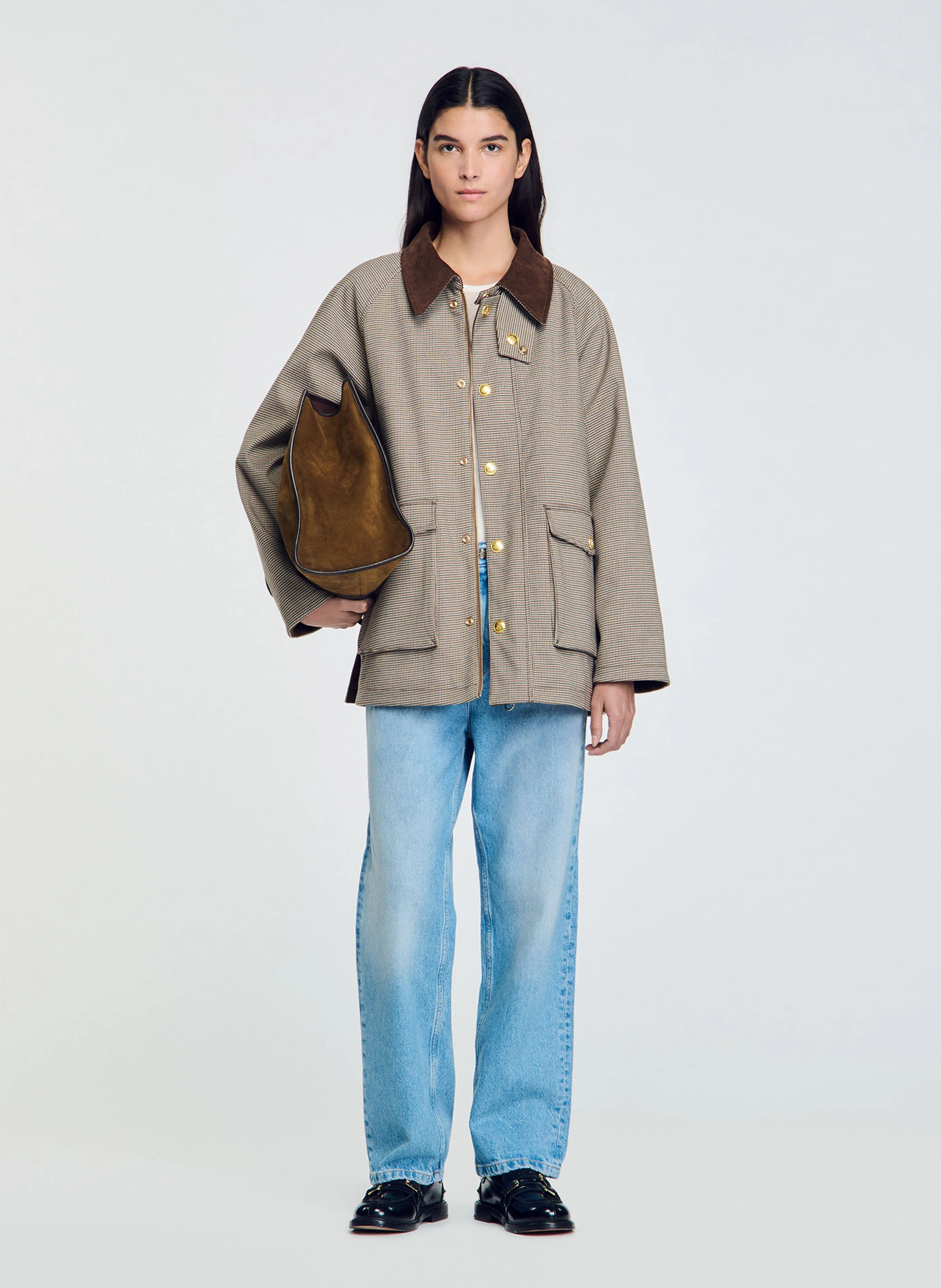 Veste col chemise à carreaux | Marron