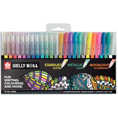 Stylo roller à encre gel Gelly Roll Mix, étui de 24