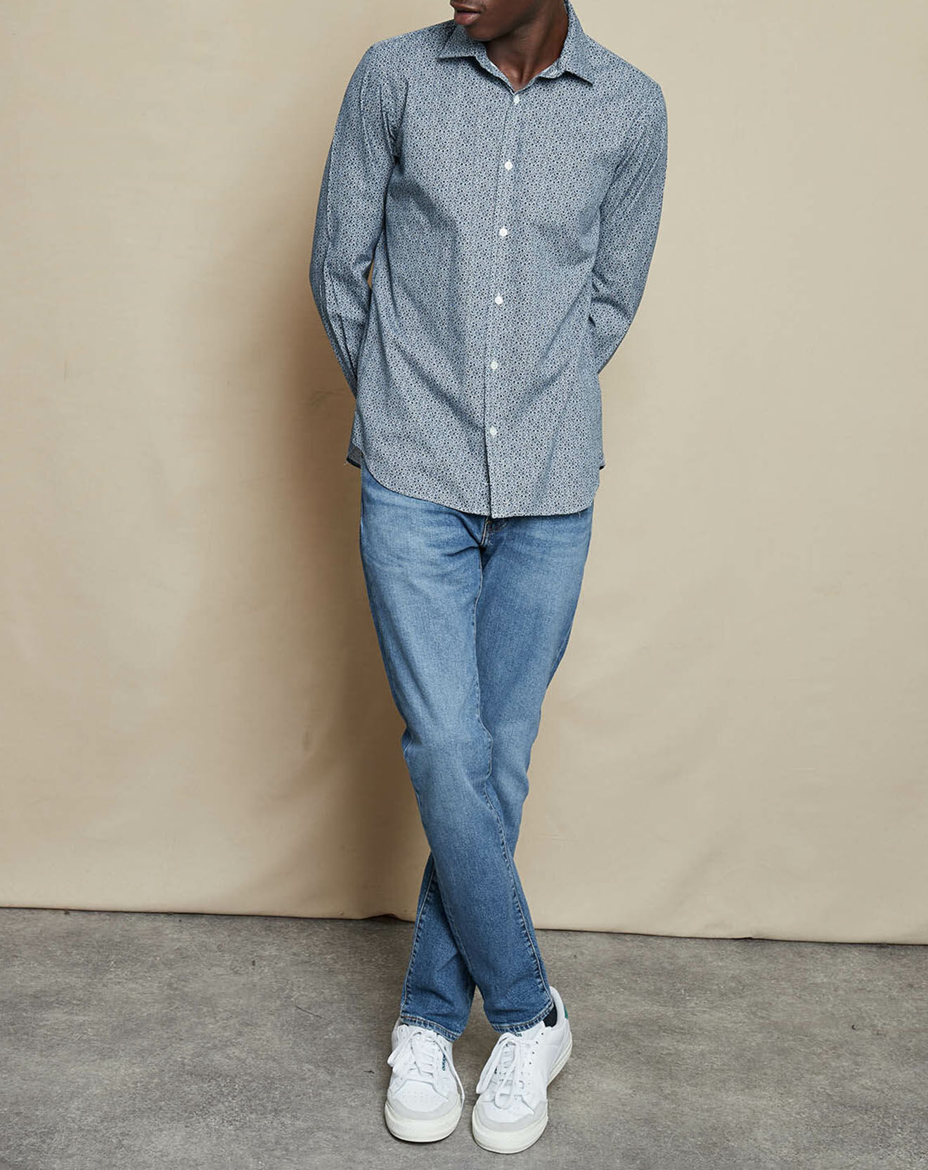 Hartford Chemise Slim Fit Sammy à fleurs marine/blanc