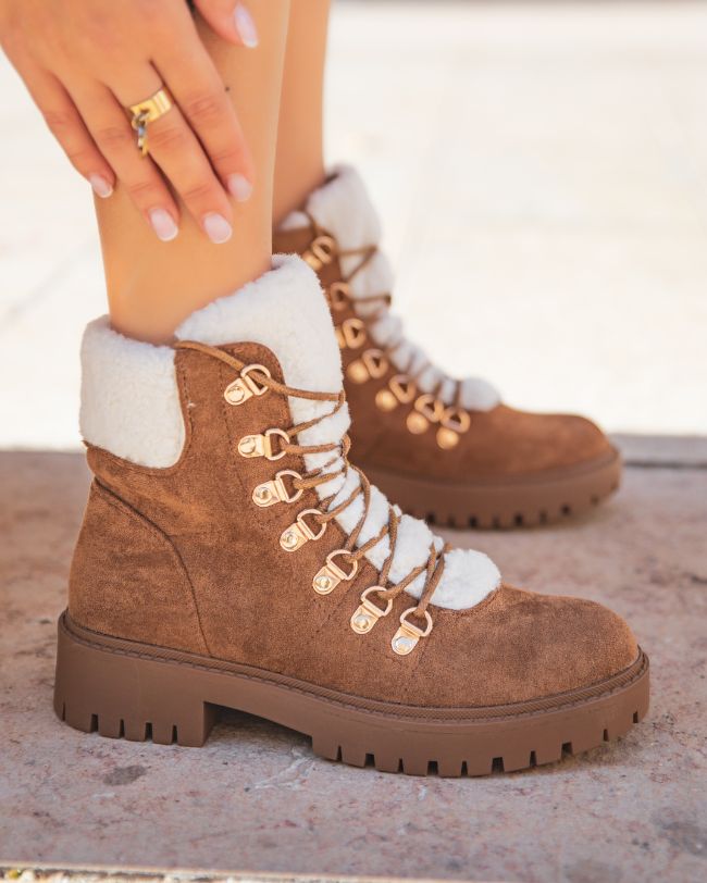 Bottines femme camel fourrées - Marilou