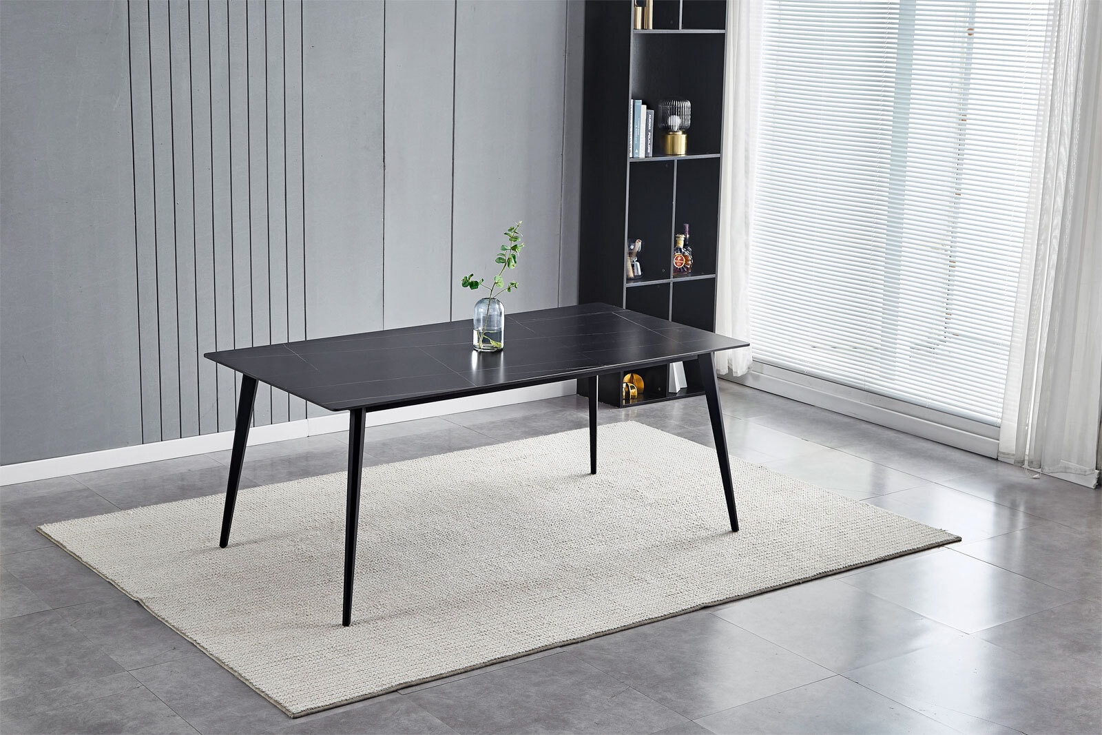Esstisch CLEVELAND Tischplatte Keramik schwarz matt 160 x 90 cm