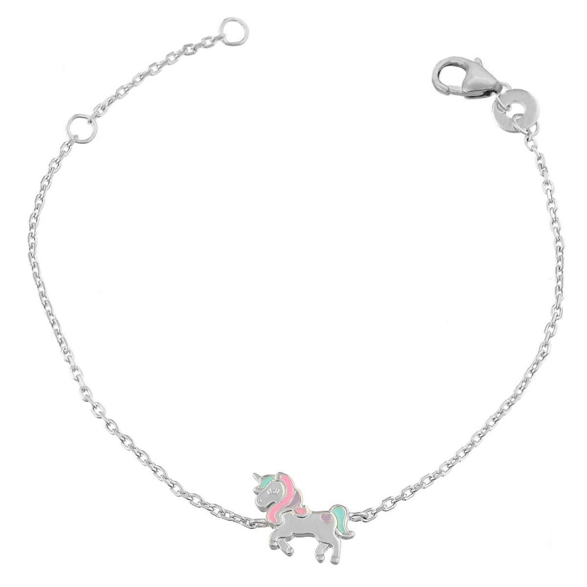 Bracelet licorne émail coloré Argent 925 Rhodié