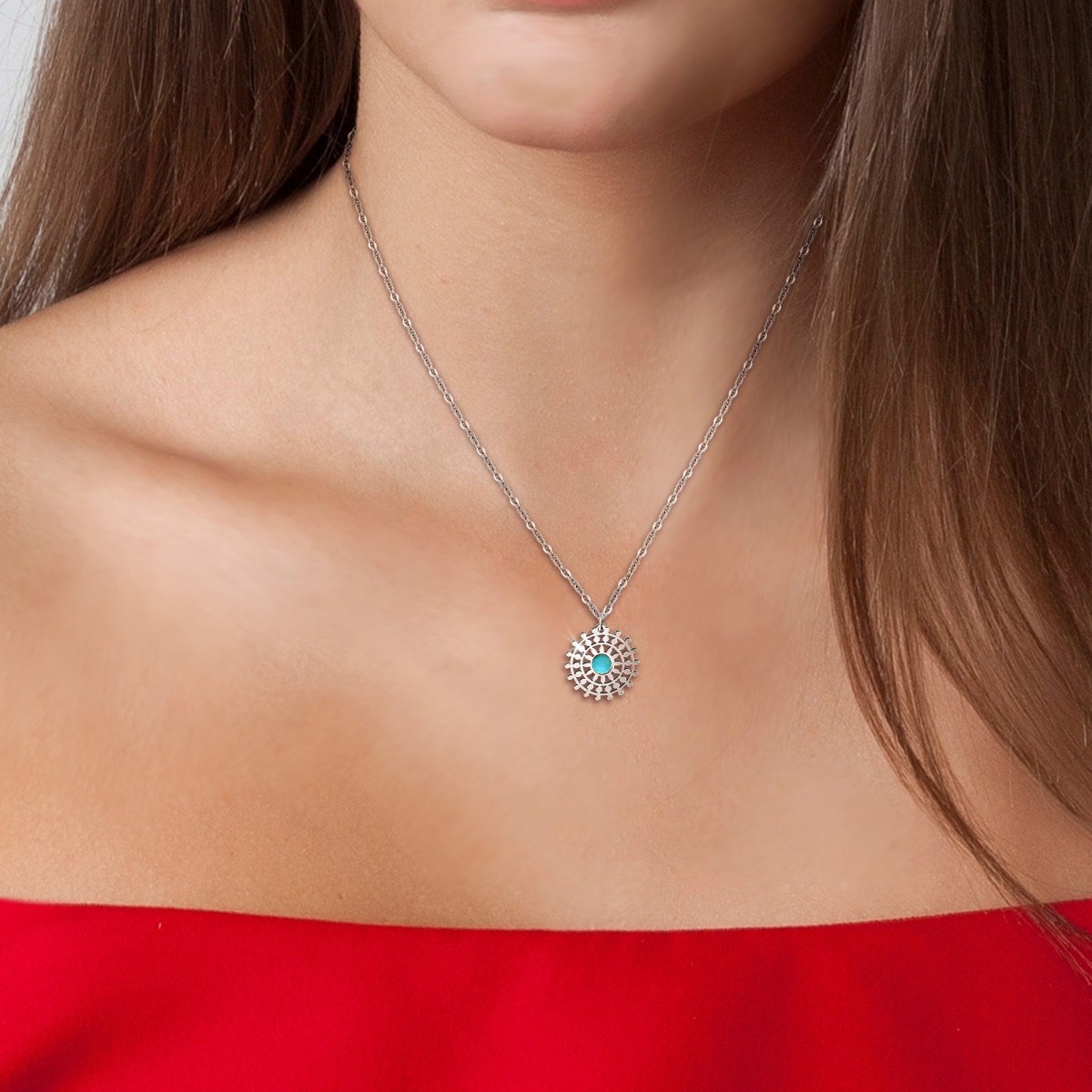 Collier SC Crystal orné d'une pierre turquoise