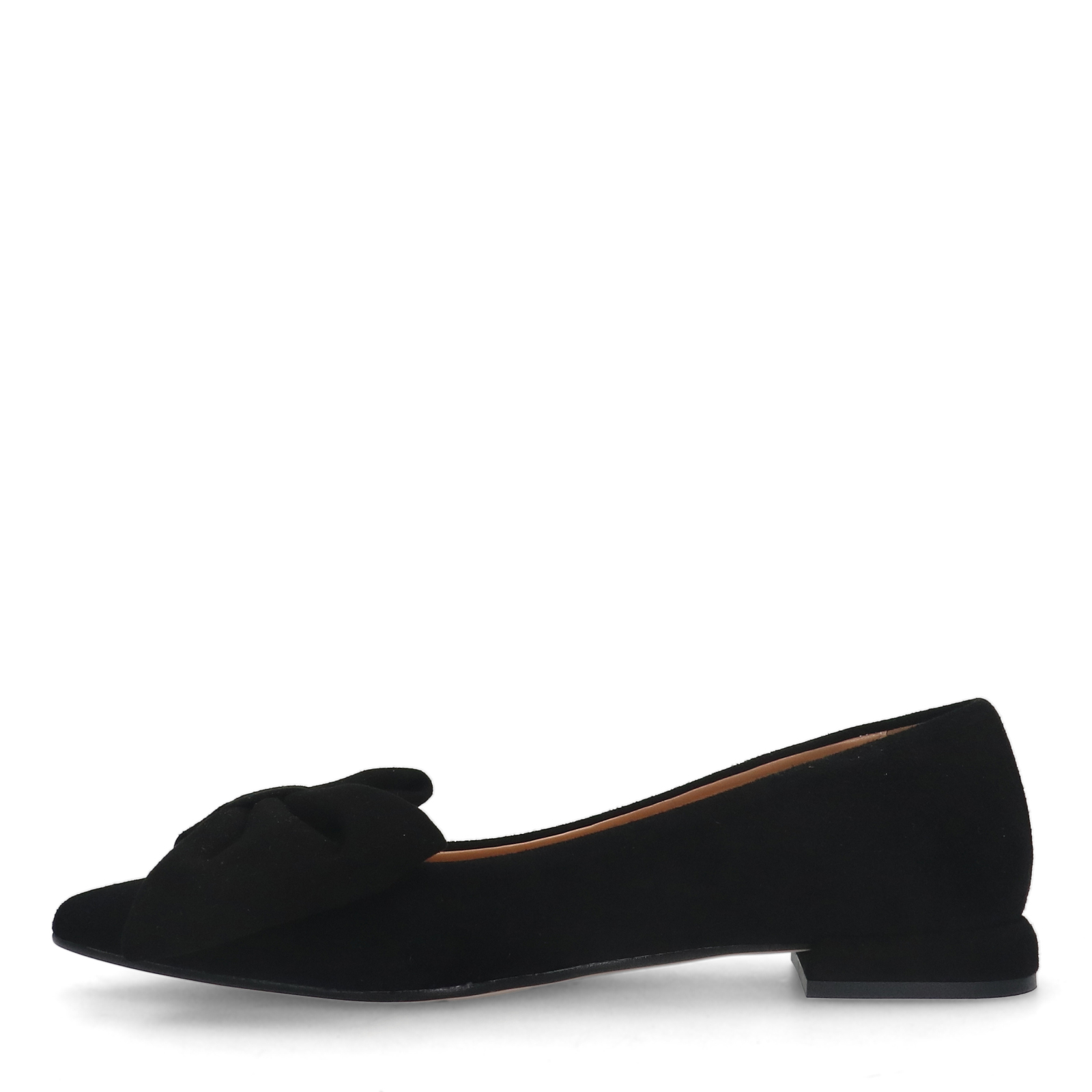 Zwarte suède loafers met strik