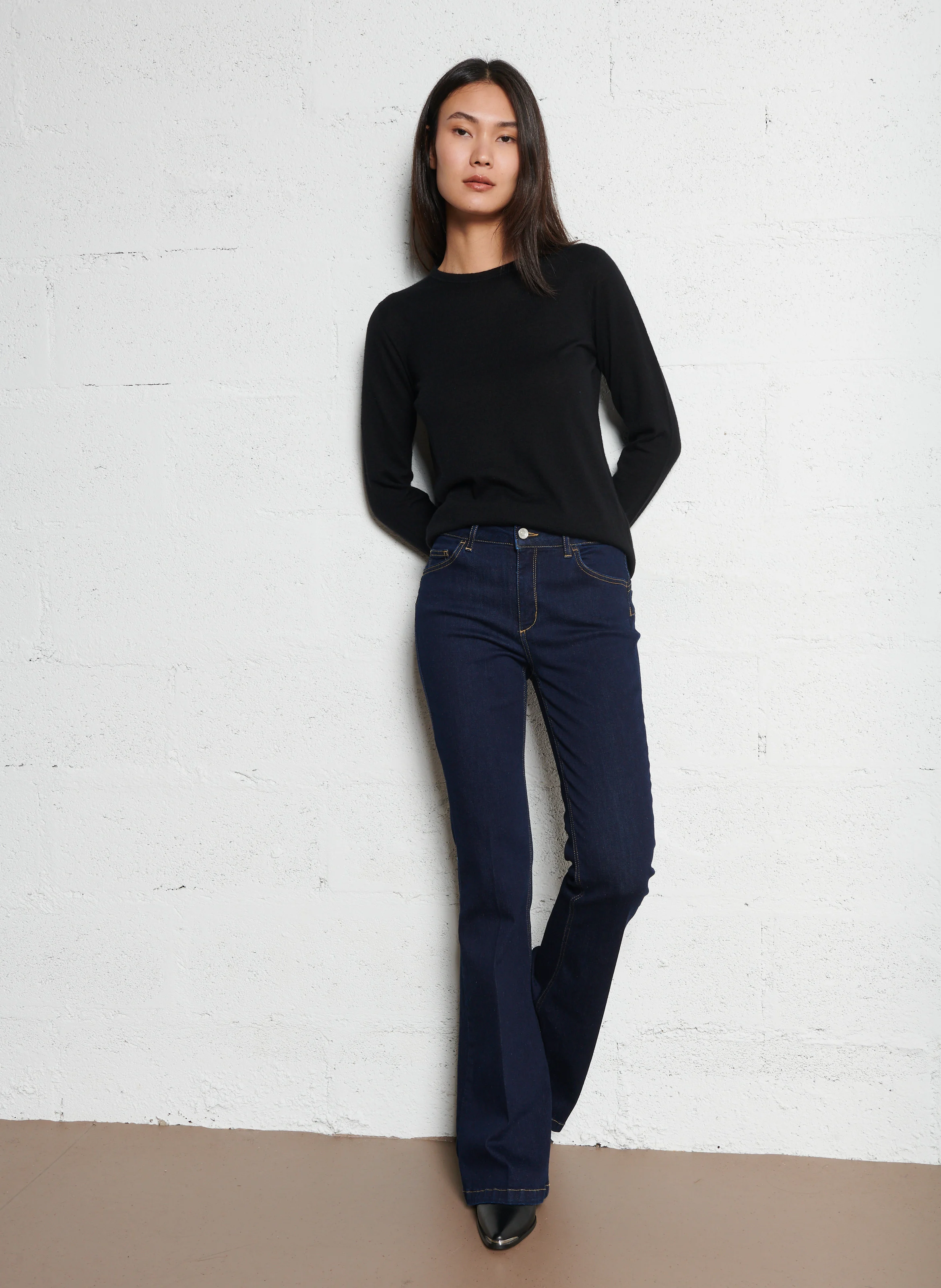 Jean flare en coton mélangé | Bleu